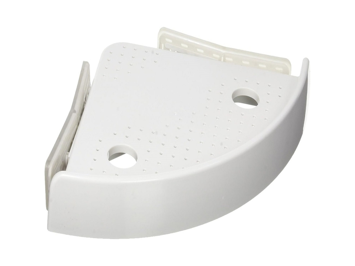 Organizador de estantes de esquina para artículos esenciales de baño, estante antimarcas con almacenamiento en forma de abanico para baño.