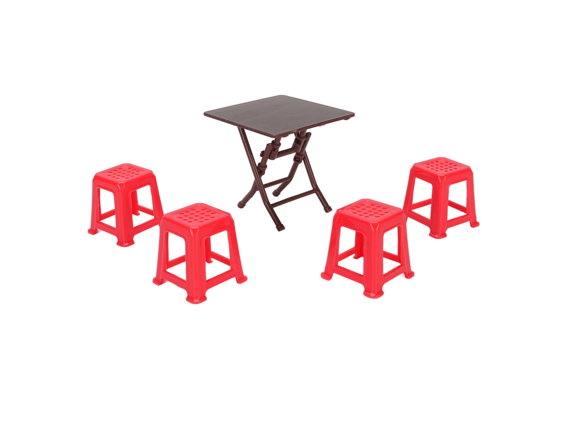 Accesorios Para Casa De Muñecas: Mesa Plegable Y Bancos En Miniatura A Escala 1:12. Modelo De Muebles De Plástico.