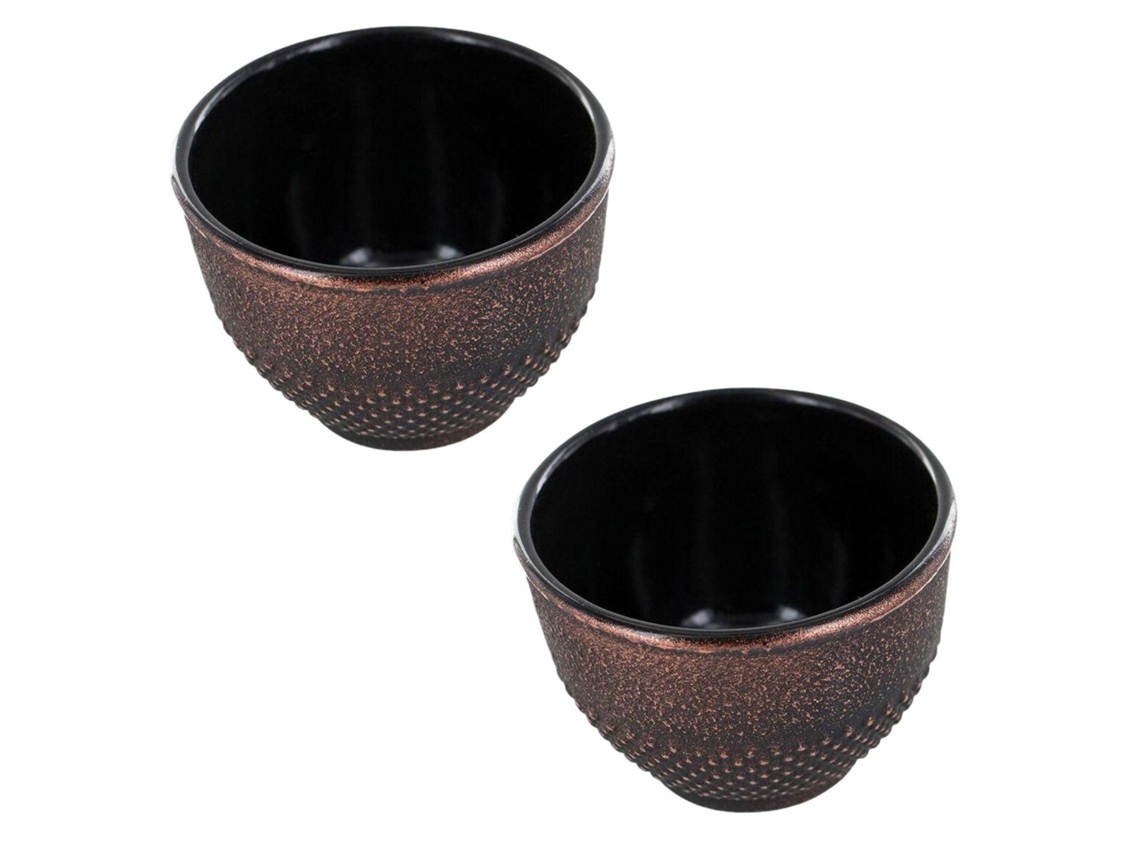 2 vasos de hierro fundido negro y bronce - 0,15 L AROMANDISE