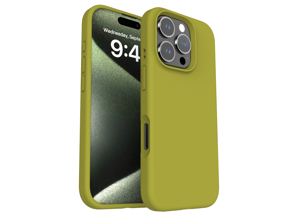 (amarillo Verde, Iphone 16 Pro) Funda Anti-caídas De Color Sólido Simple Para Iphone, Silicona Líquida
