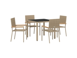 Maison Exclusive - Juego de comedor de jardín de 5 piezas de mimbre beige