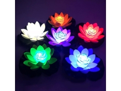 Lámpara Flotante Led Con Forma De Loto, Loto Artificial Impermeable, 18 Cm Para Jardín Y Piscina Smr