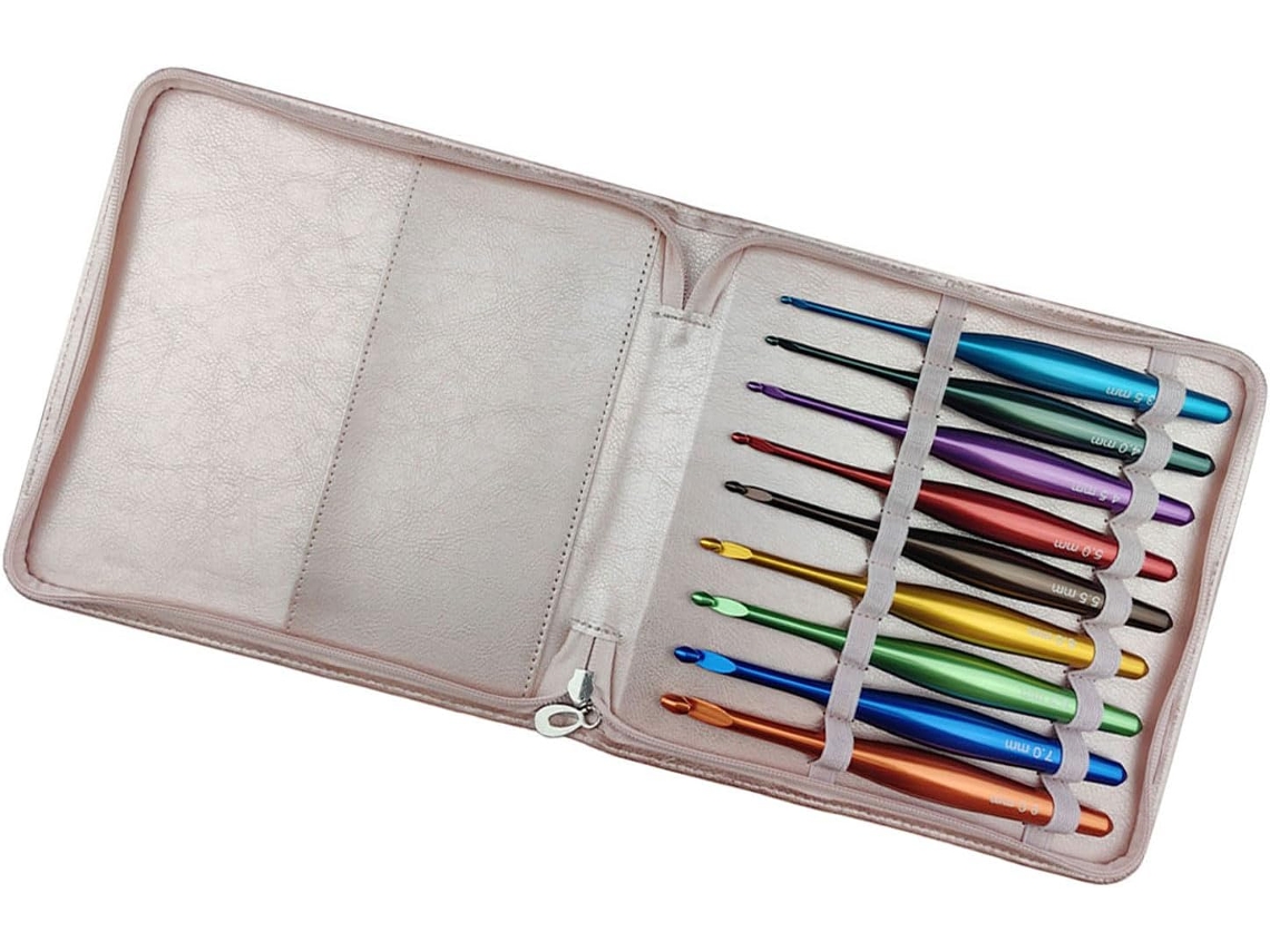 Juego De 9 Agujas De Tejer Ergonómicas De 3,5 Mm Con Estuche.