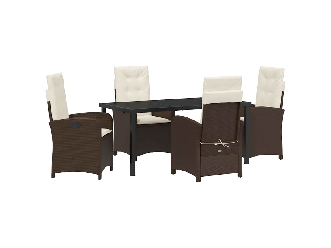 Maison Exclusive - Conjunto De Comedor De Jardín 5 Pcs Marrón Ratán Sintético