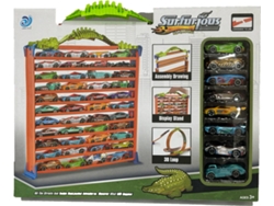 Garaje de Almacenamiento y Pista SPEEDRACER con 8 Coches