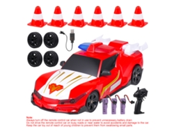 Coche de policía teledirigido, 4x4 con luces y 3 baterías recargables, regalo ideal para niños y niñas, rojo.