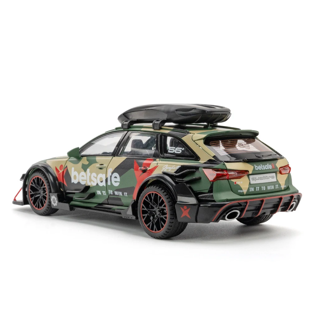 (Verde) Audi RS6 en miniatura a escala 1/24, fabricado en metal fundido a presión, con luces y efectos de sonido - Regalo