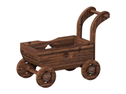 Carro De Madera Para Jardinería, 68x38x52cm, 4 Ruedas, Asa.