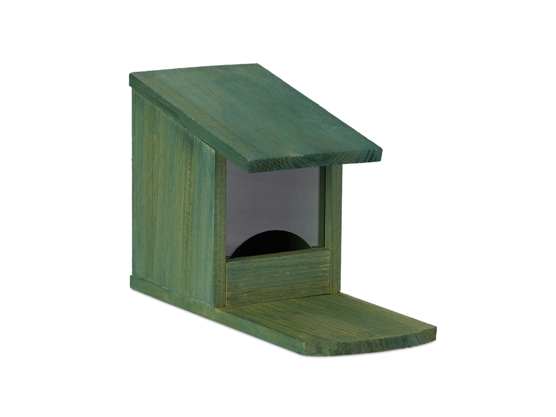 Alimentador De Esquilos Relaxdays, Caixa De Madeira Hbt: 17,5 X 12 X 25 Cm, Cor À Escolha