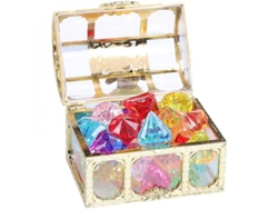 Juguete De Piscina Con Gemas Para Bucear, Con 10 Diamantes Grandes Y Coloridos Y Un Cofre Del Tesoro Pirata.