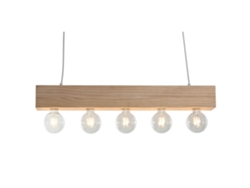 Lampara Techo Madera 5 Bombillas 80x10x30cm