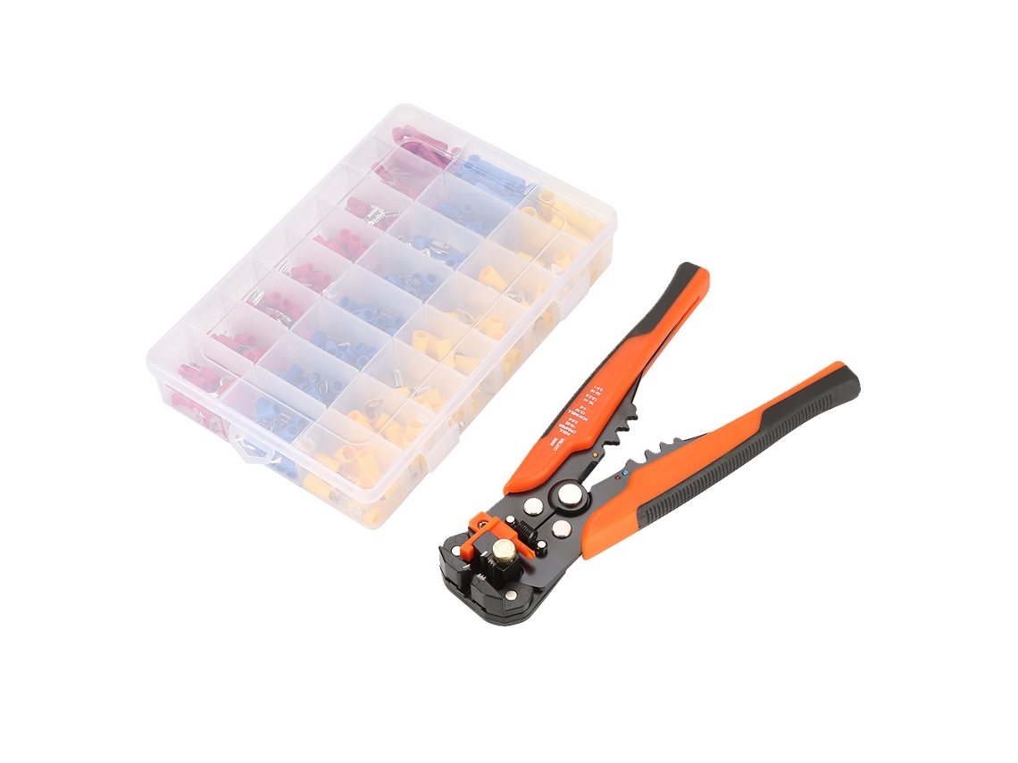 1 Alicate Pelacables Para Crimpar + Kit De 400 Conectores Eléctricos