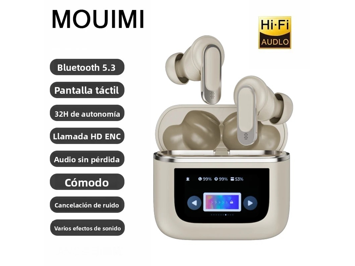 (oro) Auriculares Inalámbricos Con Pantalla Táctil, Micrófono Hd Y Altavoces Estéreo Hifi.
