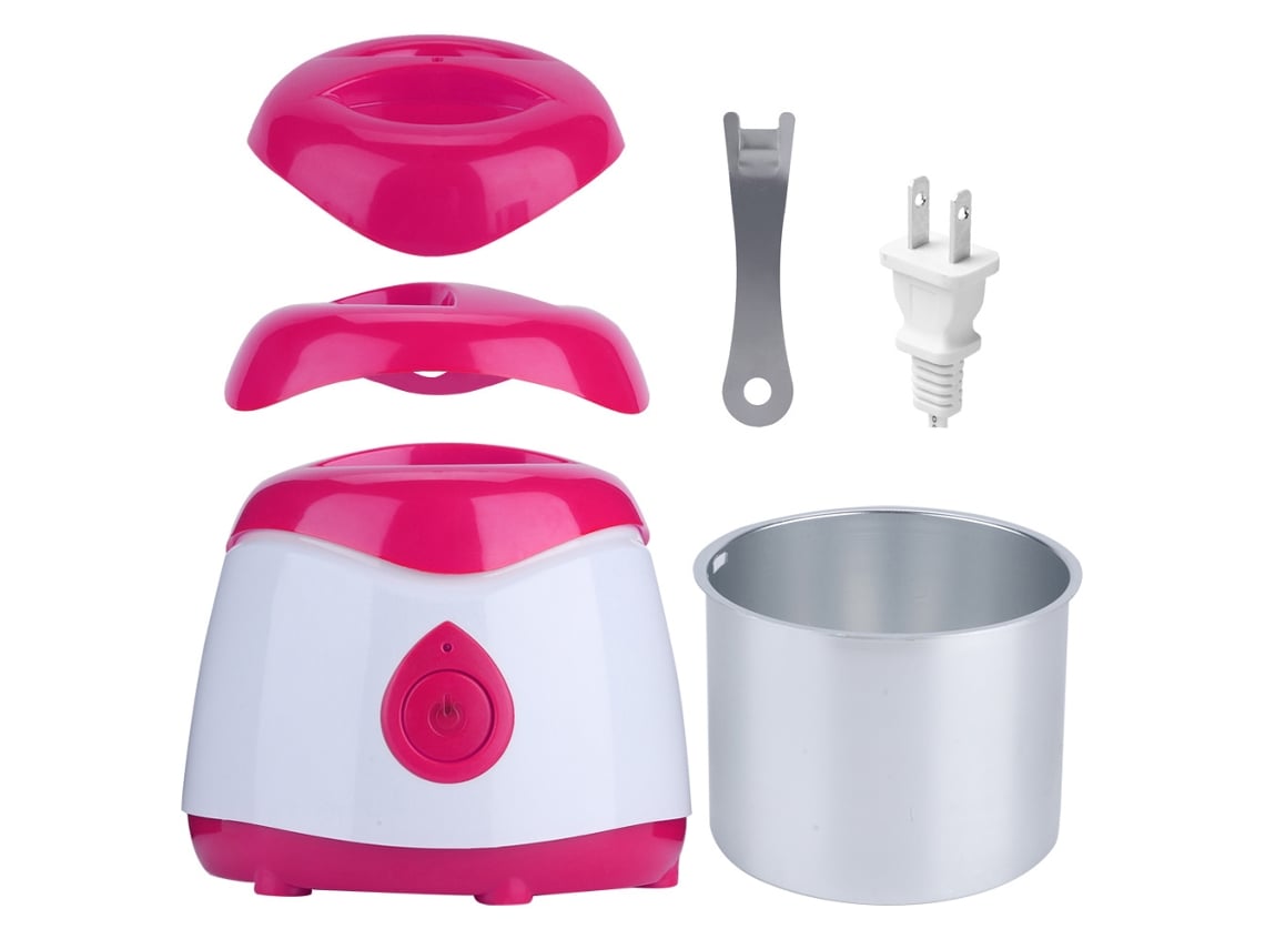 Aquecedor de cera elétrico portátil mini 2026 para depilação com grãos de cera, vermelho e rosa.