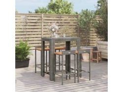 Conjunto de barra de jardín de 5 piezas de mimbre macizo de acacia gris DKD Home Decor