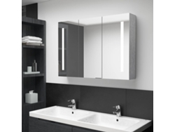 Armario de baño con espejo e iluminación LED, 89x14x62cm, gris cemento.