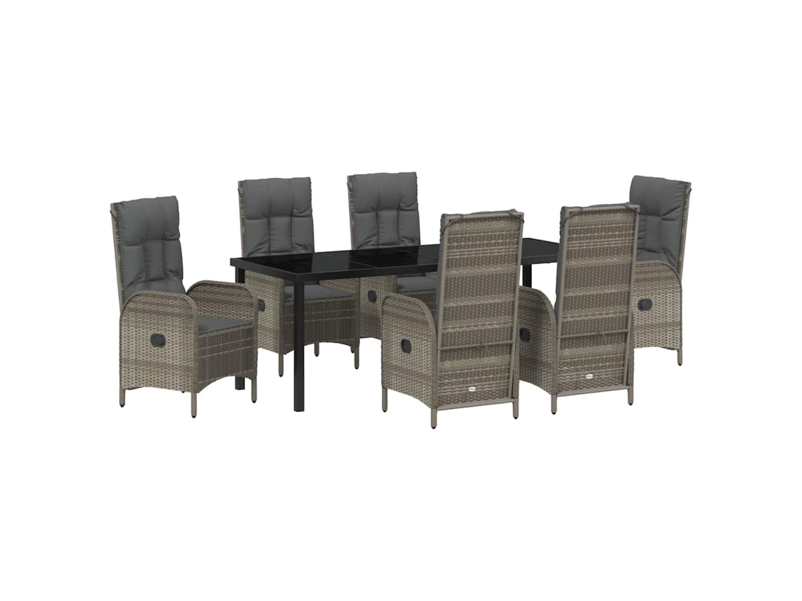 Maison Exclusive - Conjunto De Comedor De Jardín 7 Pcs Gris Ratán Sintético