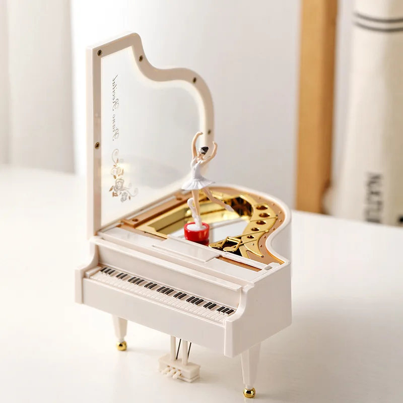 (branco 3) Caixa De Música Criativa Em Formato De Piano, Caixa De Música Clássica Romântica Para Piano