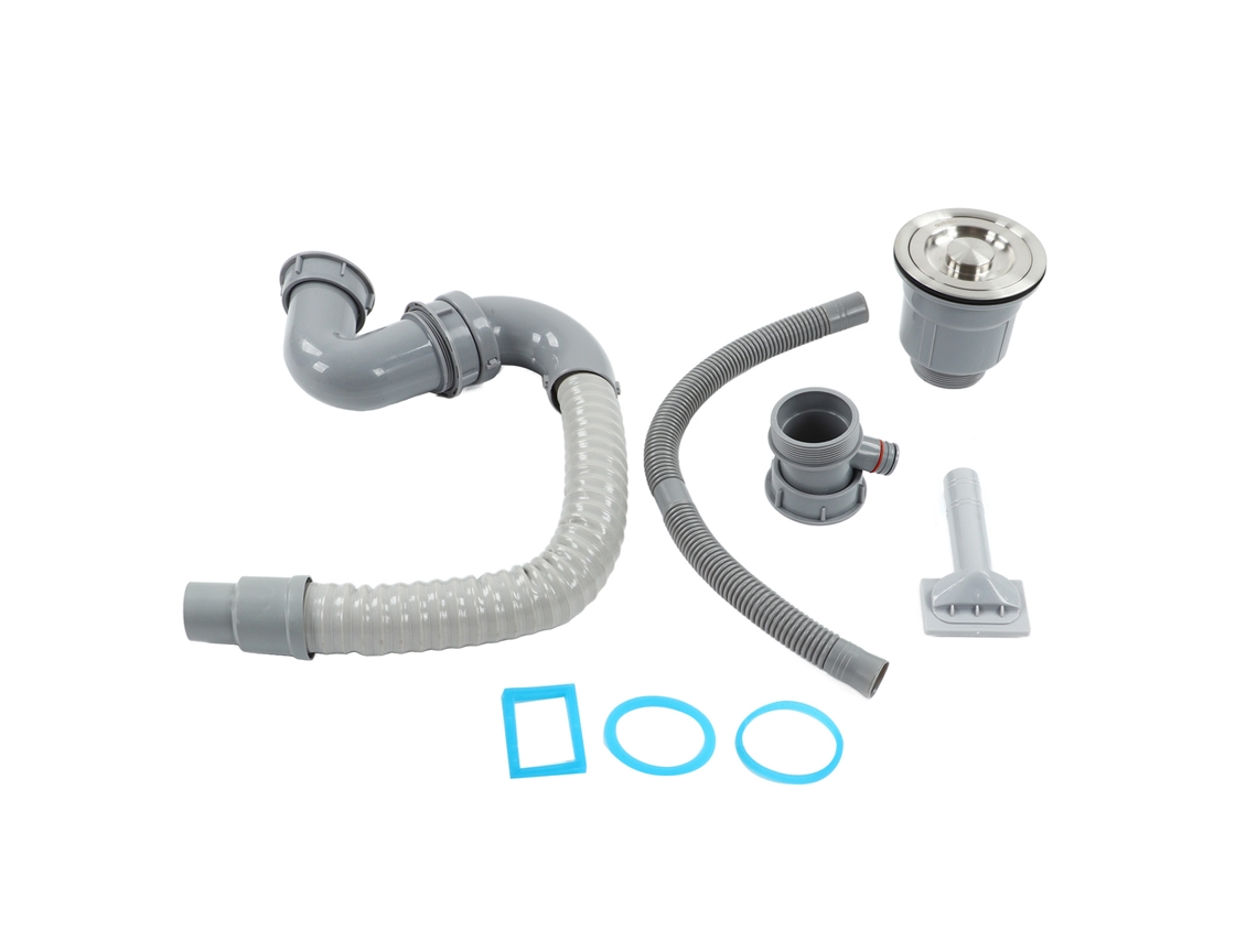 Kit de desagüe para fregadero de acero inoxidable con cesta y manguera S