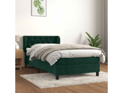 Cama Individual | Cama Box Spring Con Colchón Terciopelo Verde Oscuro 90x190 Cm
