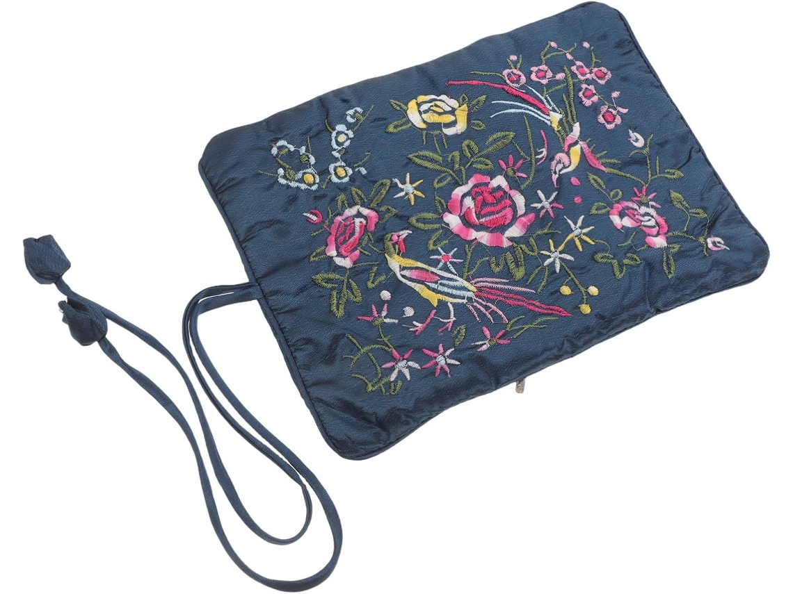 Estuche Plegable Viaje Joyas Elegante Bordada Organizador Portátil Anillos Collares Pulseras Ideal Viajar Tela