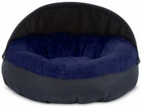 Cama Redonda para Perros y Gatos GAUTY Tela Impermeable y pelo (Azul y Gris - 57 cm)