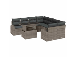 Maison Exclusive - Conjunto De Sofá De Jardín 9 Pcs Gris Rattan De Poliéster