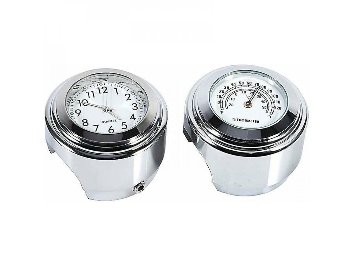Reloj Para Manillar De Motocicleta De 7/8 Pulgadas, Resistente Al Agua, Con Termómetro Digital, Color Blanco Vcq