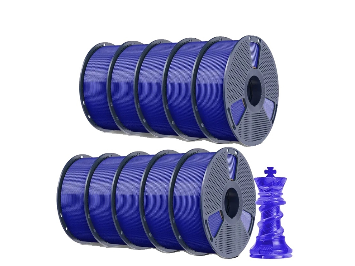 Filamento para impresora 3D, material PLA+, 1,75 mm de diámetro, azul claro.