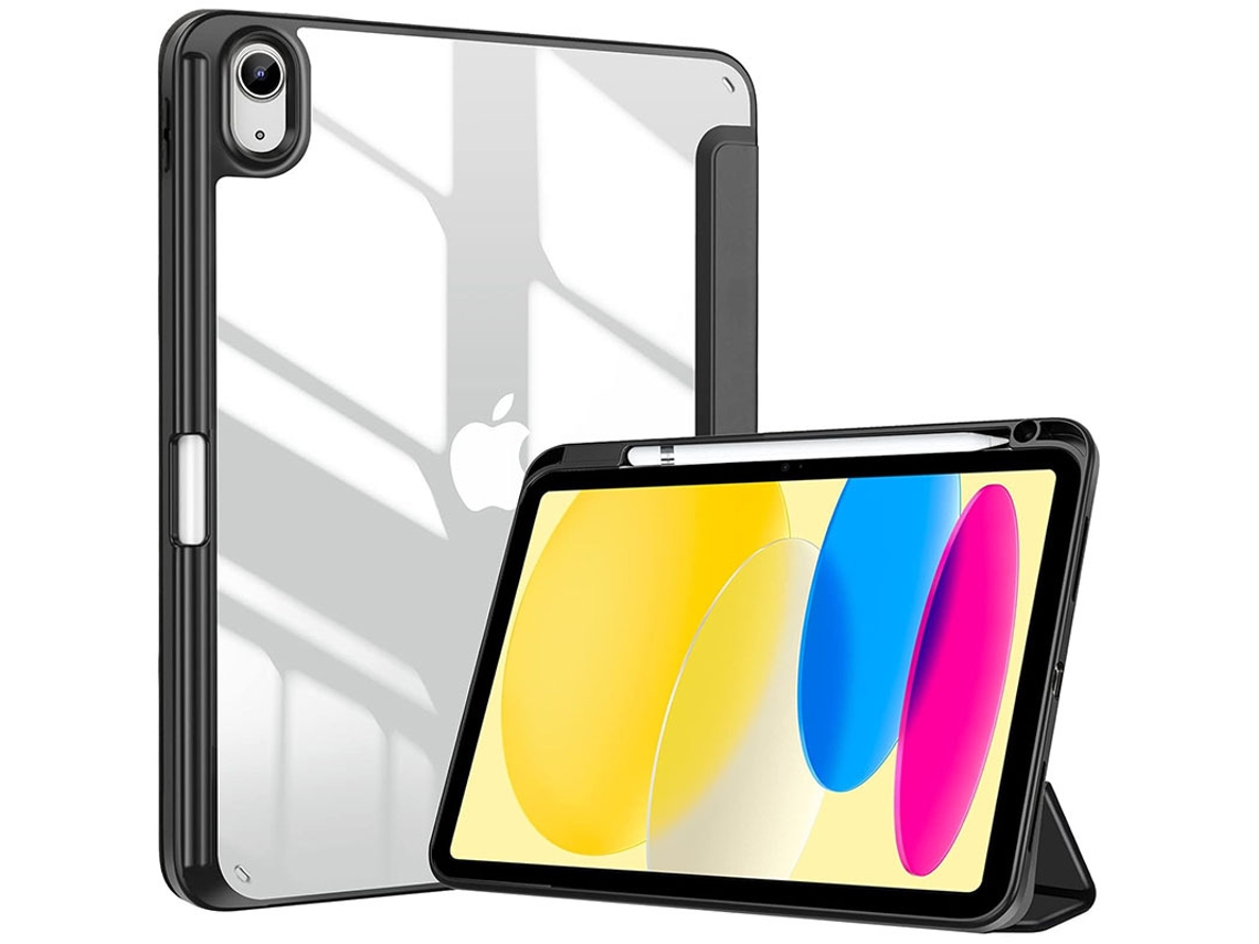 Estuche flexible de acrílico Sfushos para 11.º/10.º modelo, con panel trasero transparente y función de encendido y apagado automático, color negro (2025)