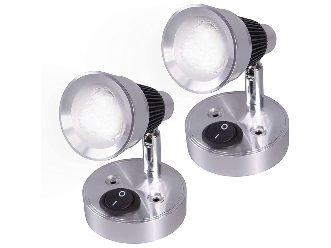 Lámpara De Lectura Led De Pared De 12 V, 2 Unidades, Ajustable Para Caravana, Autocaravana, Barco (blanco Frío)