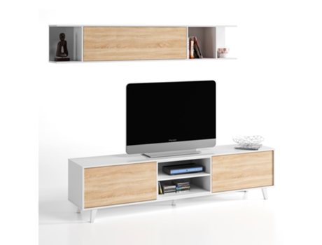 Mueble TV Kira 1 Estante 2 Puertas Color Roble/Blanco VS VENTA-STOCK 180 x 41 x 51
