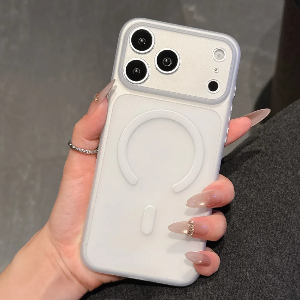 (blanco, Iphone 15 Plus) Funda Delgada Mate Esmerilada Para Iphone, Compatible Con Conexión Magnética Magsafe