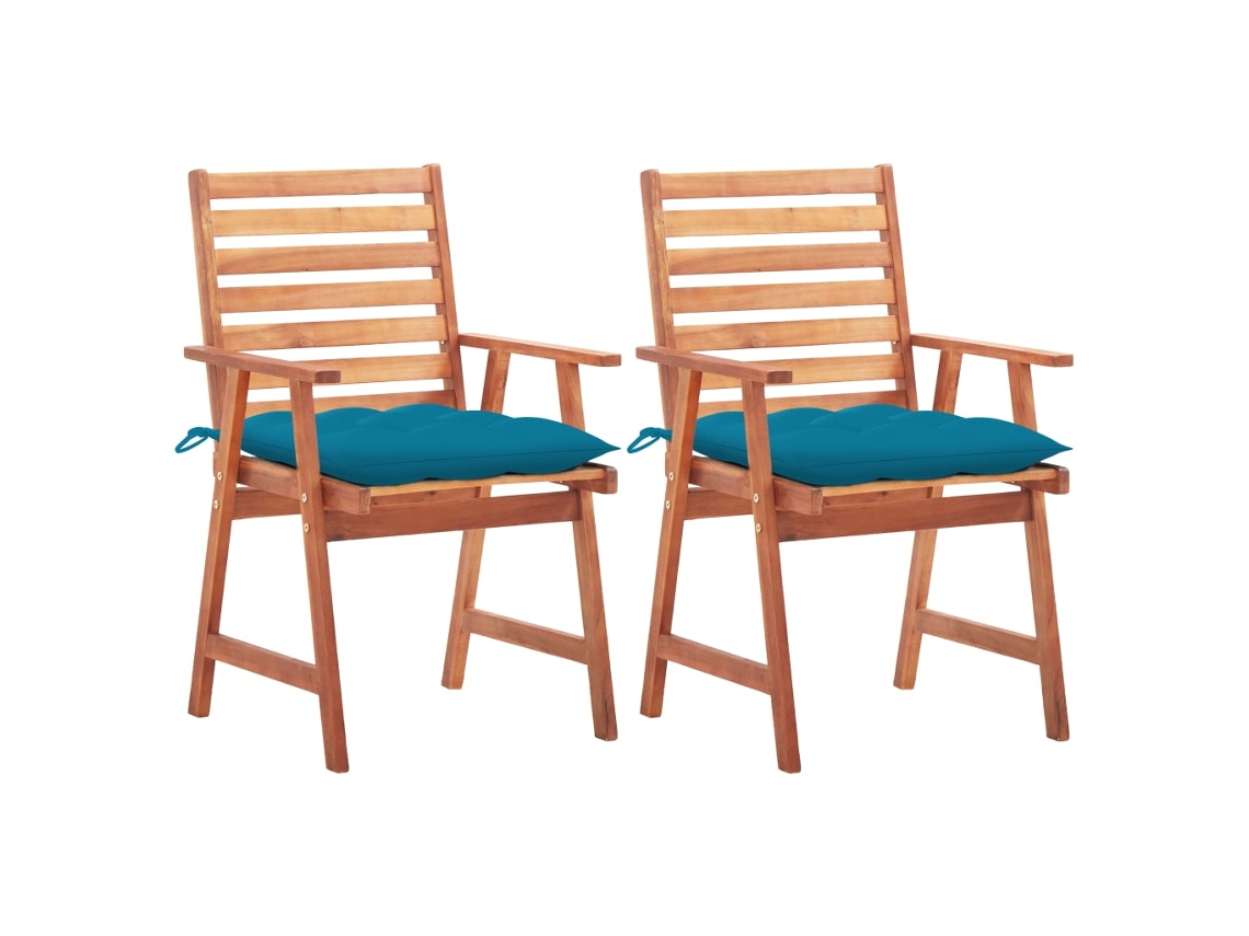 Sillas de comedor de jardín de dos piezas DKD Home Decor con cojines de acacia maciza