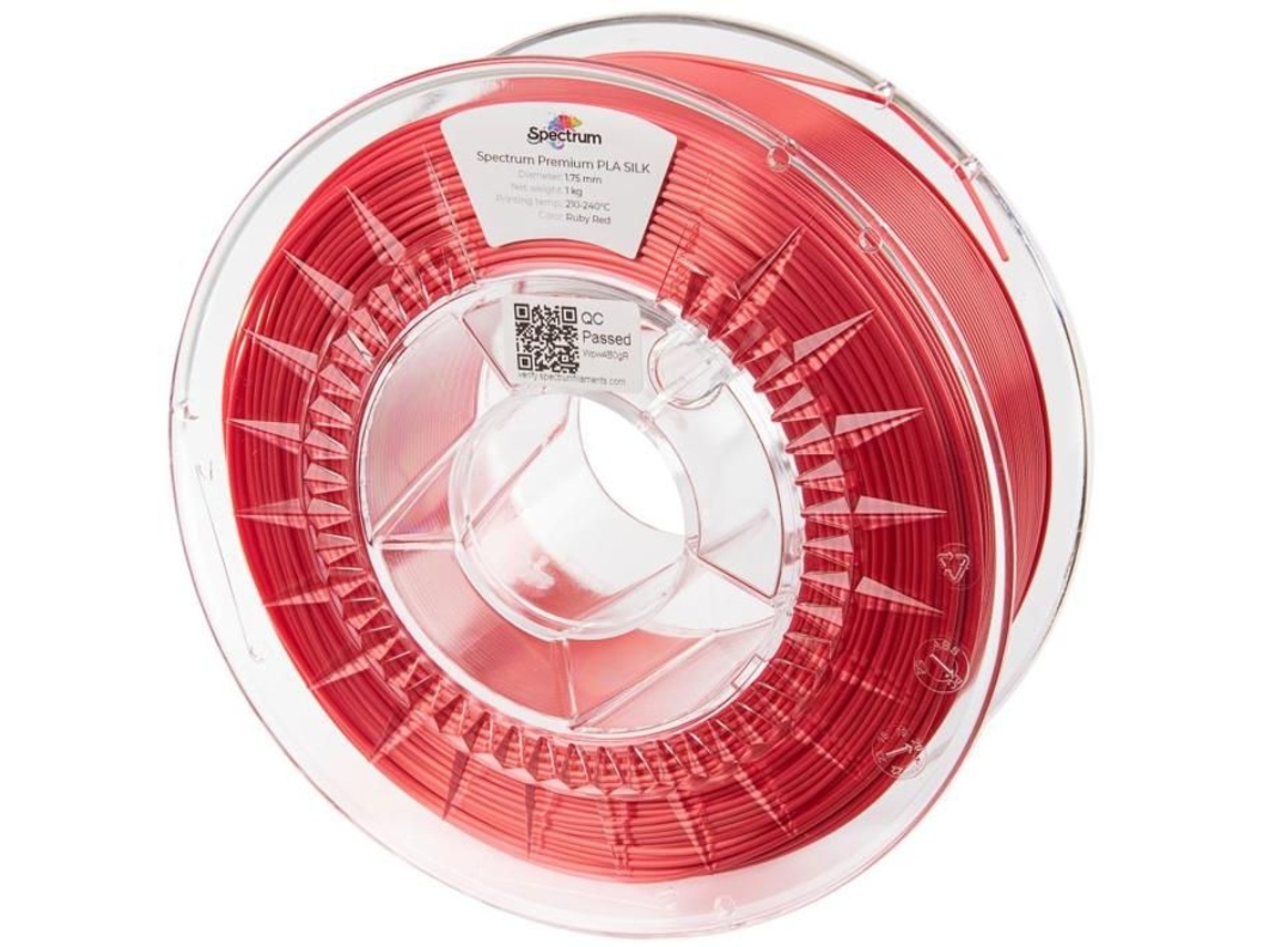 Filamento PLA Spectrum Silk de 1,75 mm, color rojo rubí, 1 kg