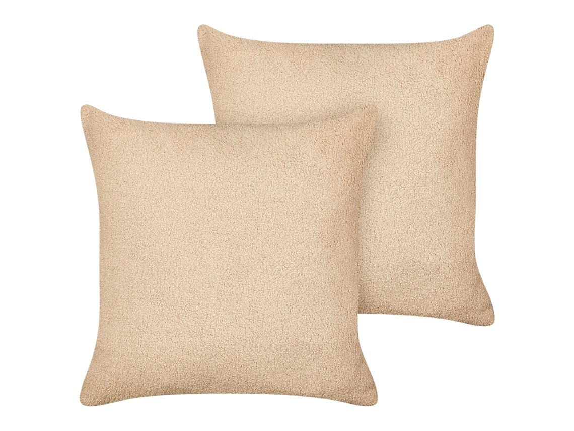 Cojines decorativos de estilo moderno BELIANI Leuzea de Bouclé Beige 45x45x4