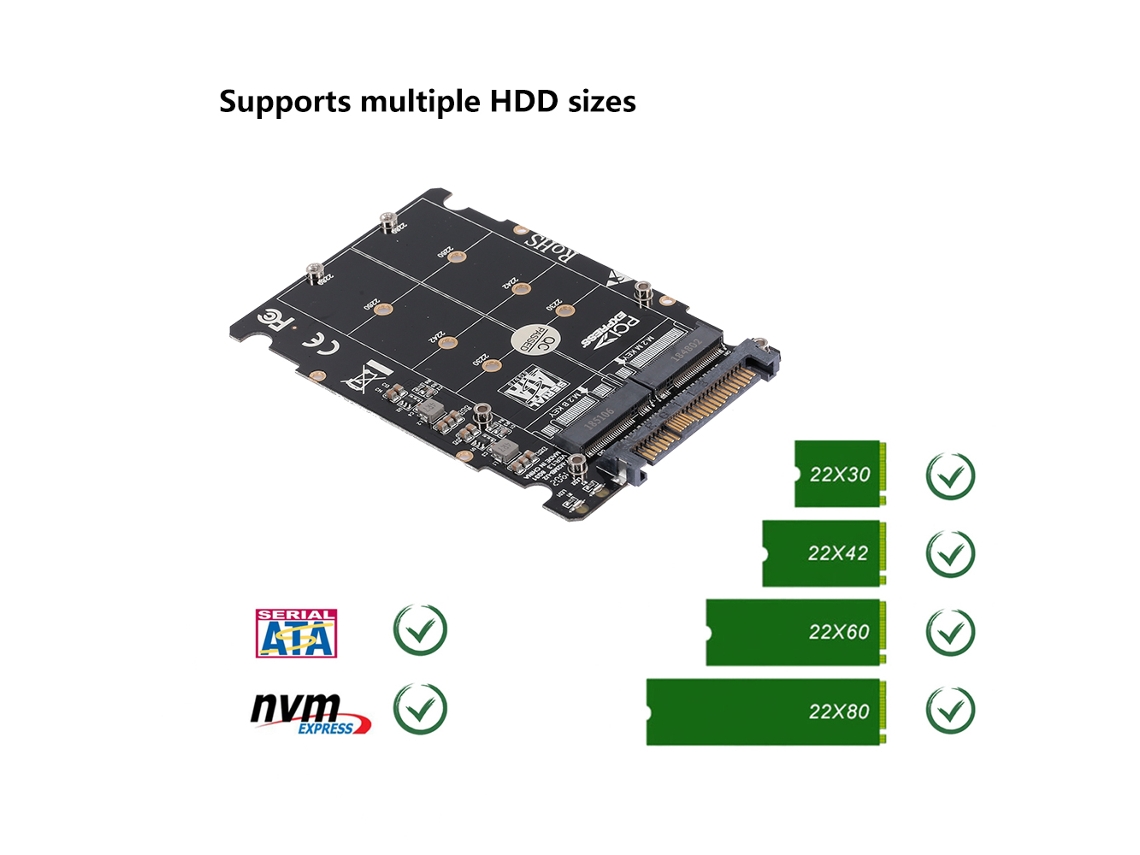 Tarjeta Adaptadora Convertidora M.2 Ngff Nvme Ssd Key M/b A U.2 Sff-8639