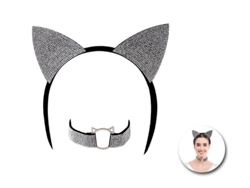 Kit de Gata brillante adulto Diadema y Collar