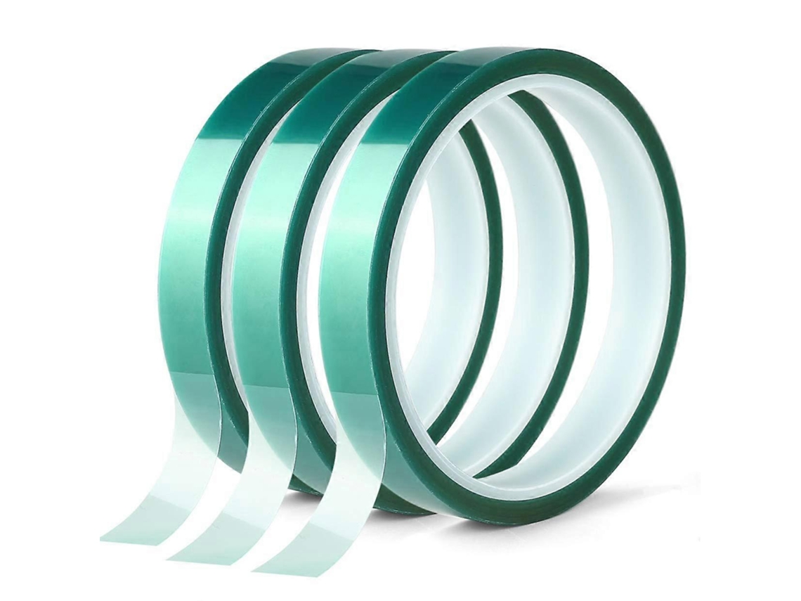 rollos de cinta adhesiva de poliéster PET con recubrimiento en polvo verde para altas temperaturas, ideal para pintar y anodizar Rosewell (15 mm x 33 m)