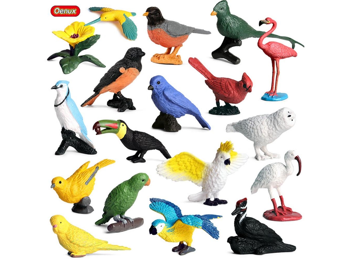 Walshlxq 17 piezas de figuras de aves simuladas Loro Flamengo Juguetes educativos Regalo para niños