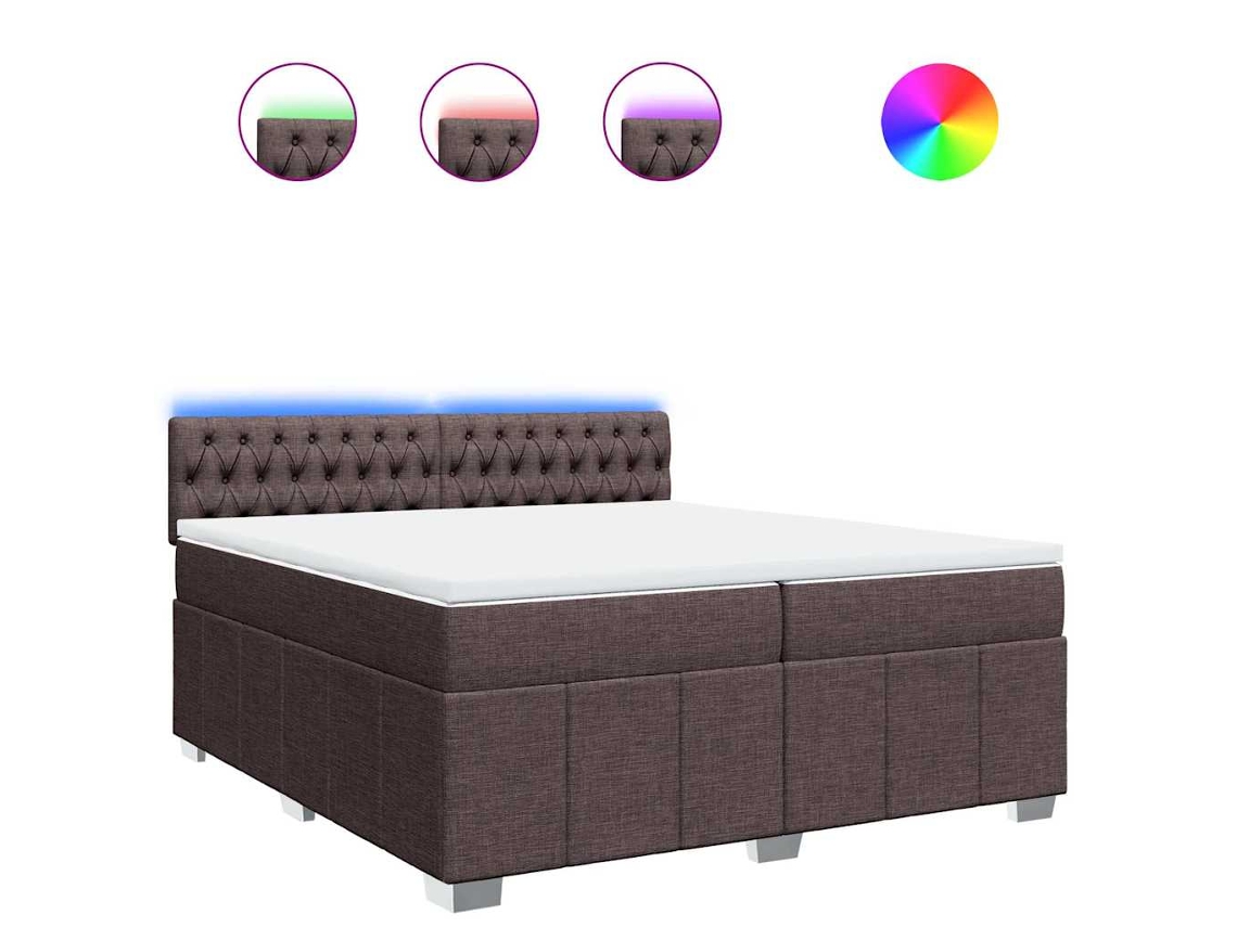 Maison Exclusive - Cama Box Spring Con Colchón Tela Marrón Oscuro 200x200 Cm