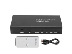 Conmutador De Interfaz Multimedia Hd Con 2 Entradas Y 2 Salidas, Divisor De Vídeo 1080p A 60 Hz Para Televisores Y Consolas De Videojuegos.