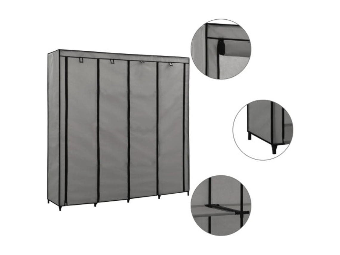 Armario con 4 compartimentos grises 175x45x170 cm