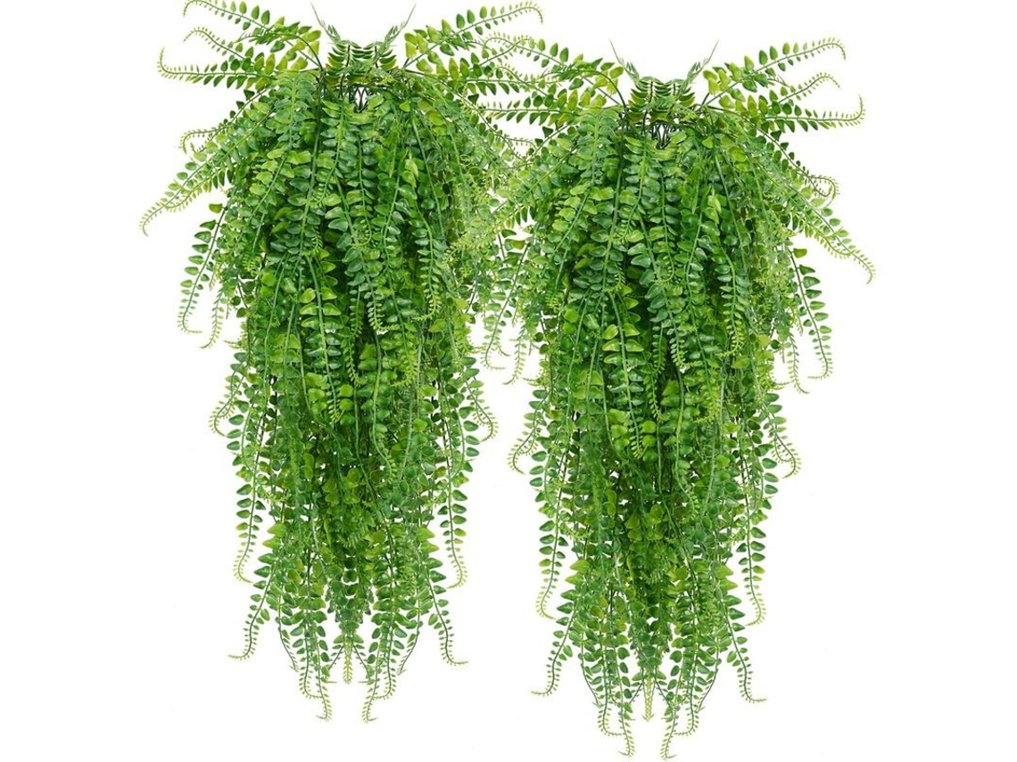 Plantas Colgantes Artificiales, Helechos Artificiales Para Decoración De Exteriores, Patios Y Balcones (2 Unidades)