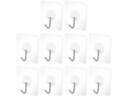 Juego 10 Ganchos Adhesivos Dejar Rastro Plástico Acero Inoxidable Ligeros Compactos Almacenamiento Hogar