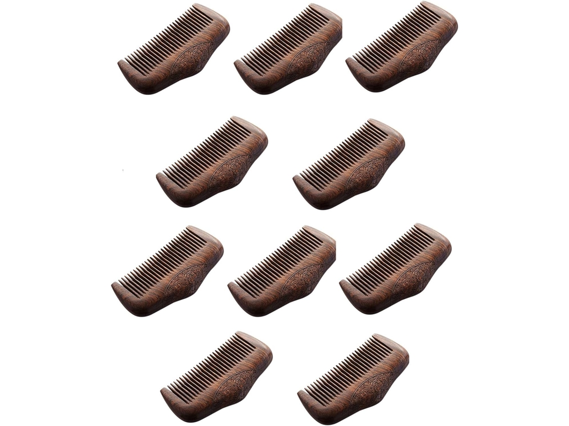 10 Peines De Bolsillo De Madera Verde Natural Con Dientes Súper Estrechos Y Antiestáticos Para Peinar La Barba Y El Cabello.