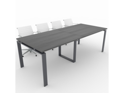 Mesa de Reuniones, hogar y Oficinas. Estructura metálica abierta color Grafito. Tablero melamina color Roble Azabache. (240x100) Fabricado en España. OFICIT
