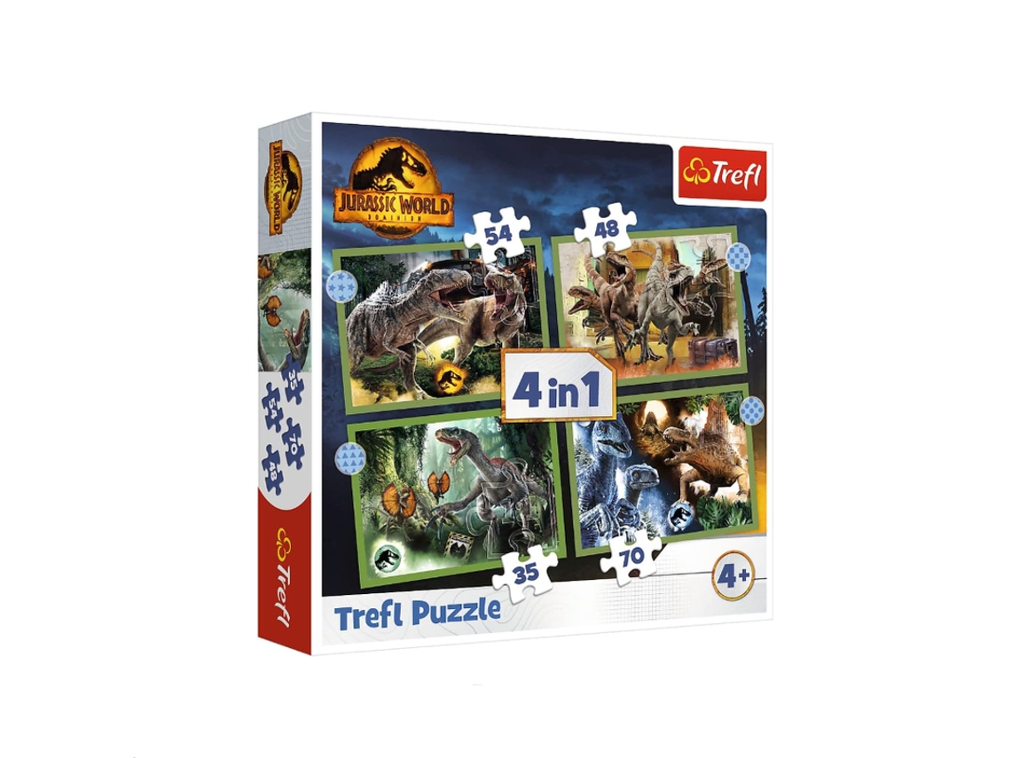 Puzzles Mundo Jurássico - 4 Em 1 Trefl 34607 Multicores