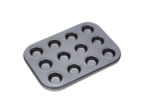 Molde Para Tartas Y Muffins - 12 Vasitos Planos - Superficie Antiadherente - Gris JEIIBRZUI