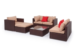 Conjunto De Exterior En Ratan Pe Karl, 7 Piezas. Muebles De Jardin Y Terraza, 256, Ratan Marron
